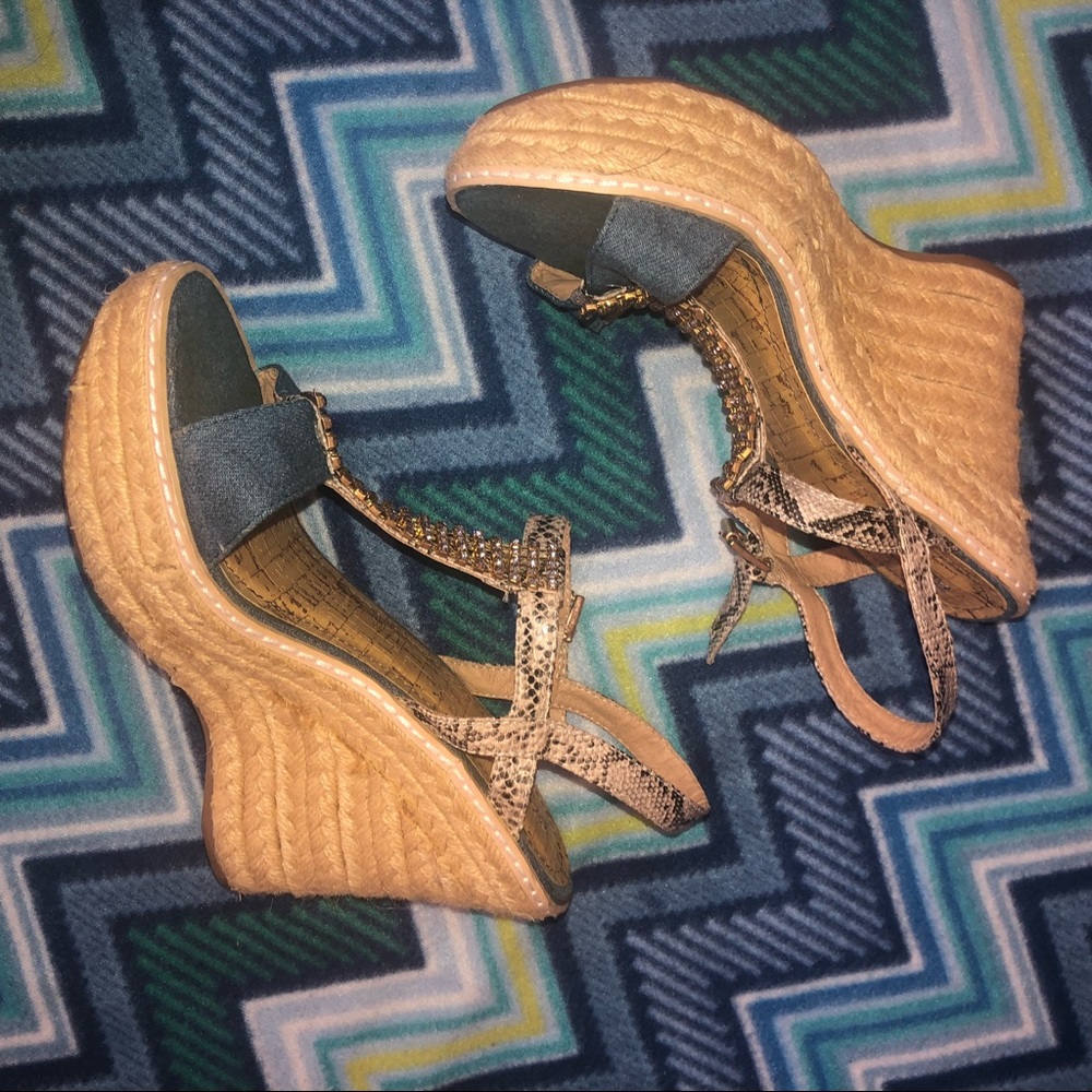 Jean + Jeweled Wedges